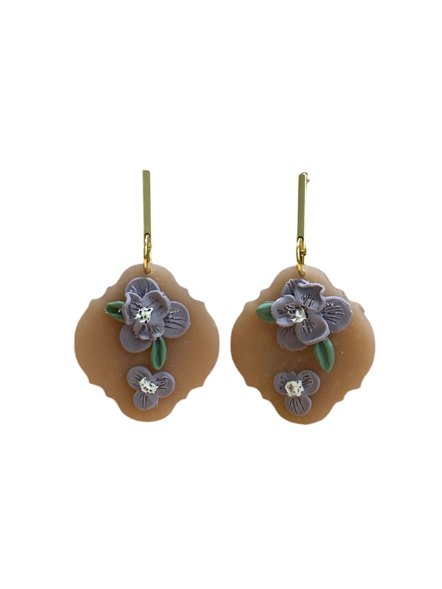 Purple flower earrings