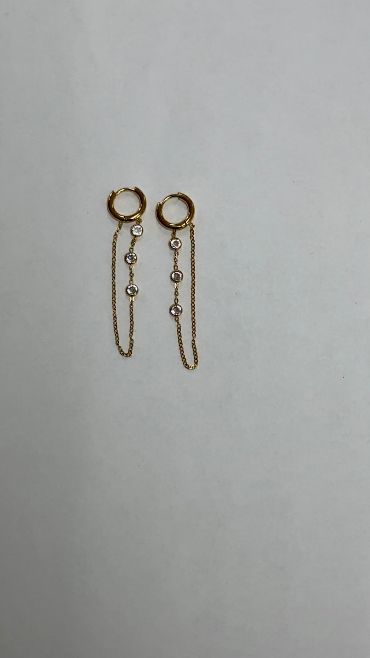 Gold Diamond Cascade Hoop Earrings
