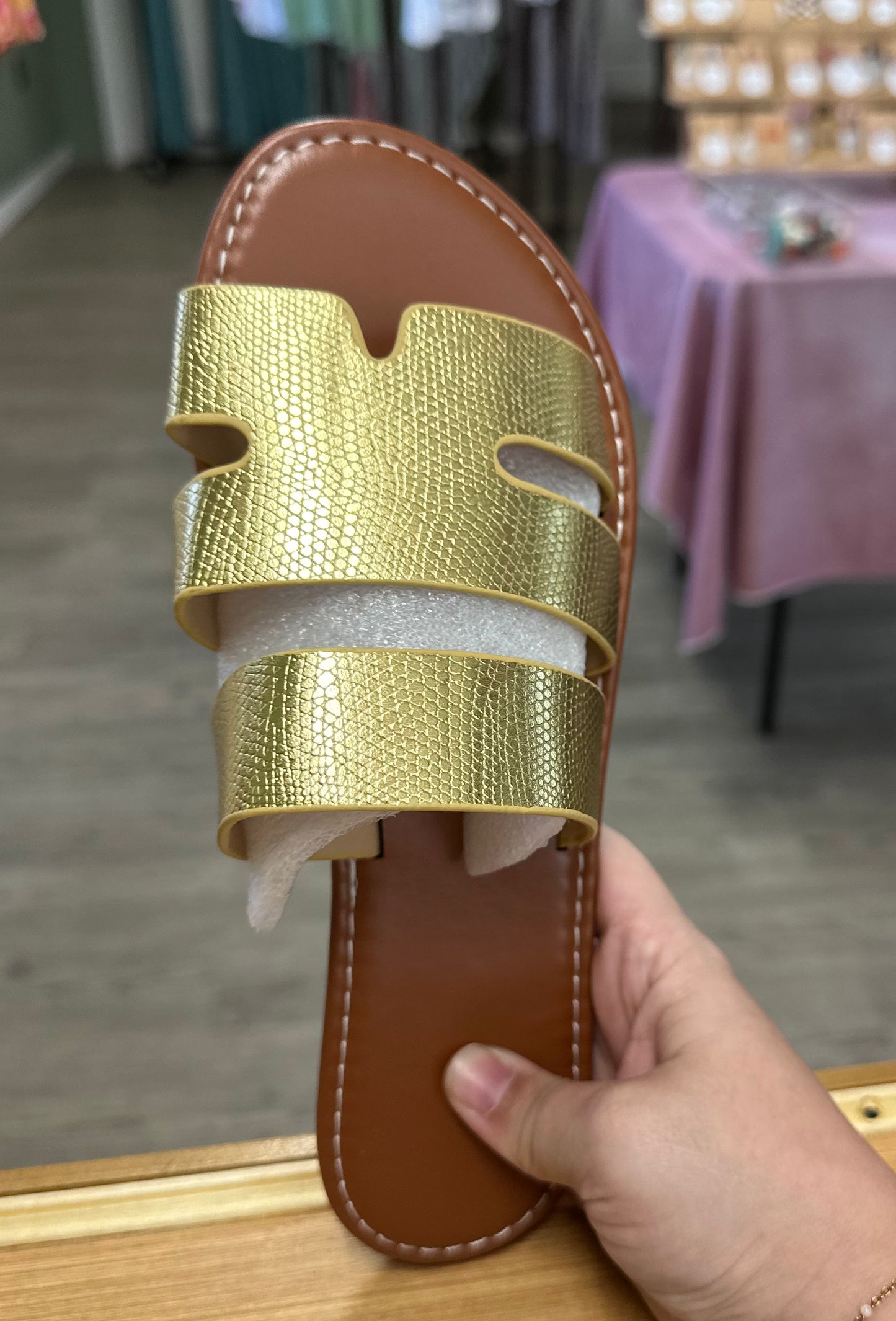 Gold flat sandals