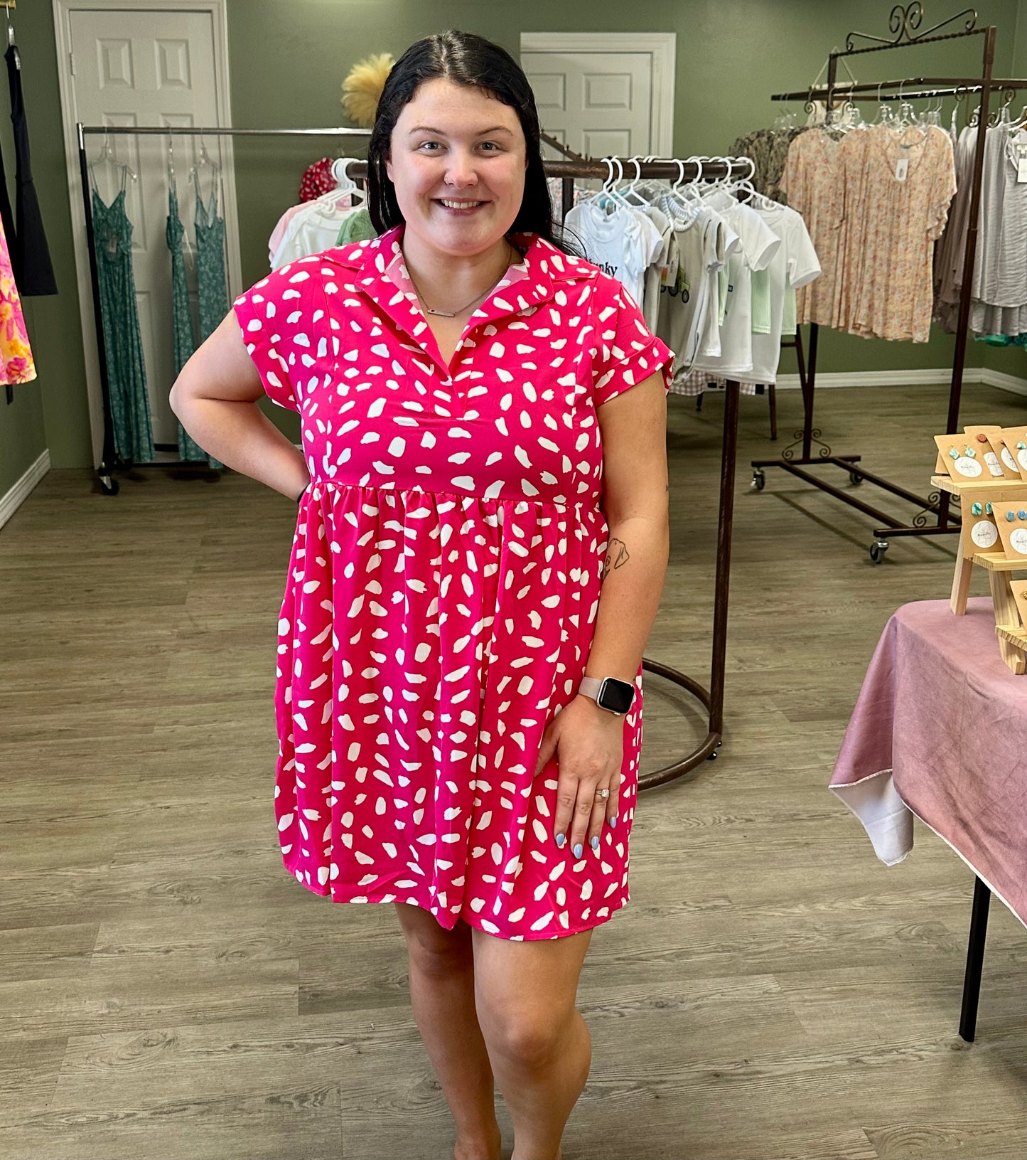 Umgee pink and white dress