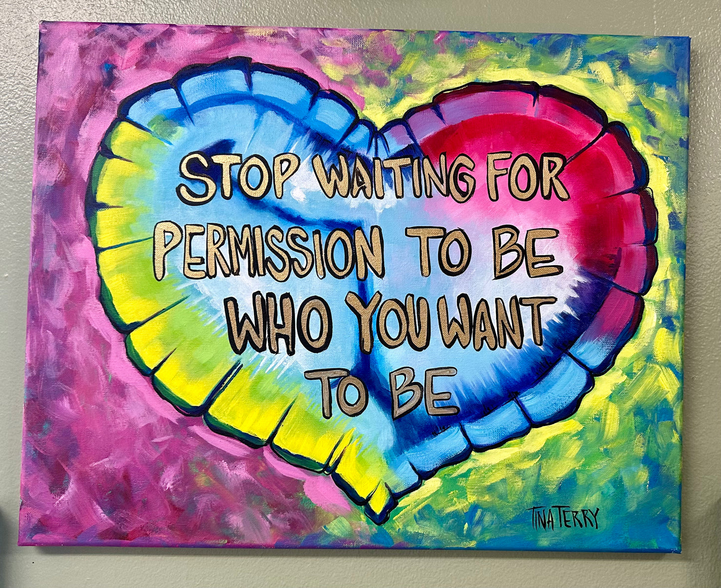 Rainbow heart painting