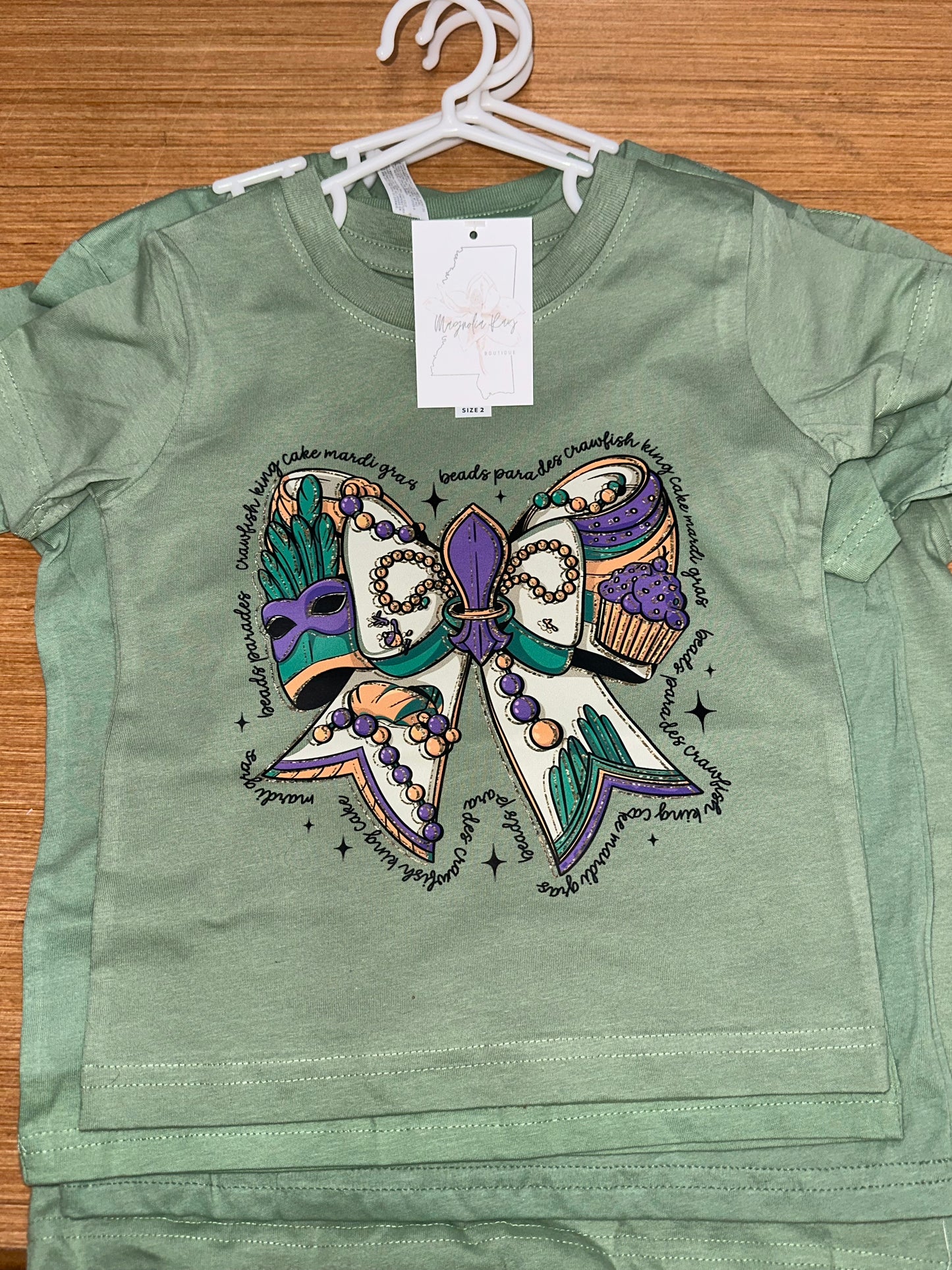 Girls Mardi Gras bow t shirt