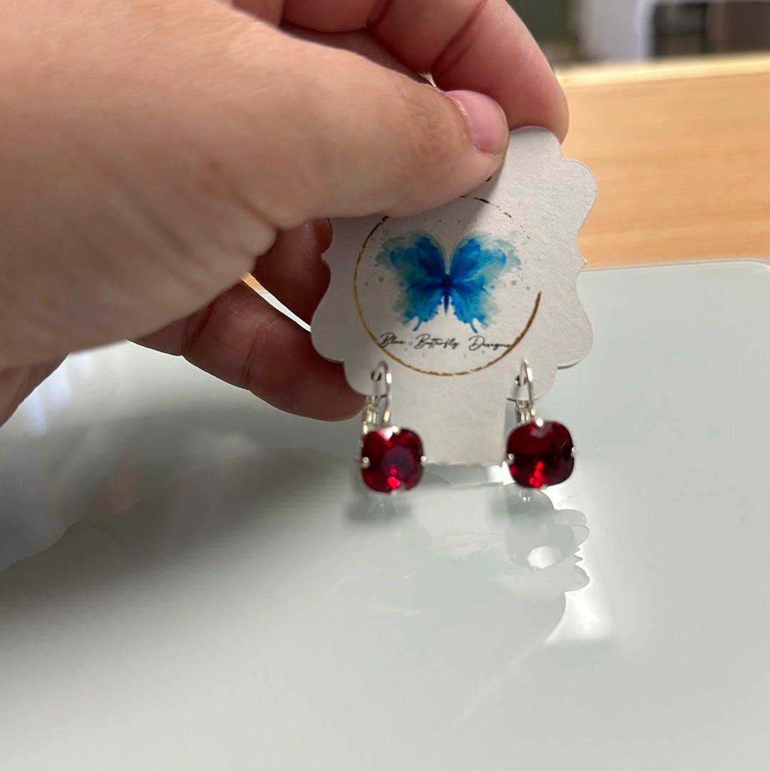 Blue butterfly design clip earrings