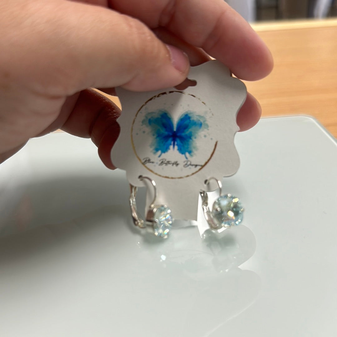 Blue butterfly design clip earrings