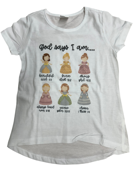 Girls “God says I am” shirt (kc)