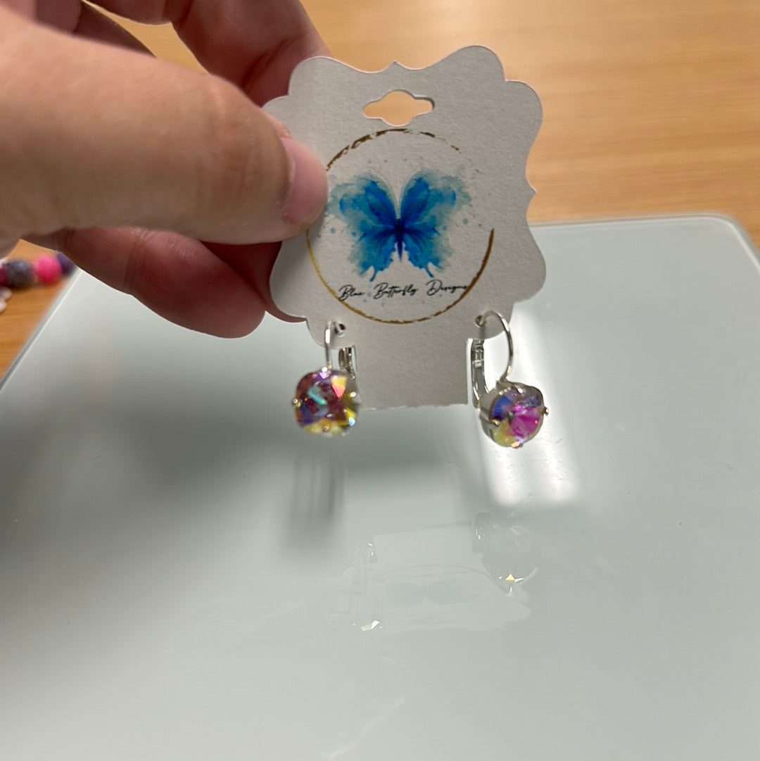 Blue butterfly design clip earrings