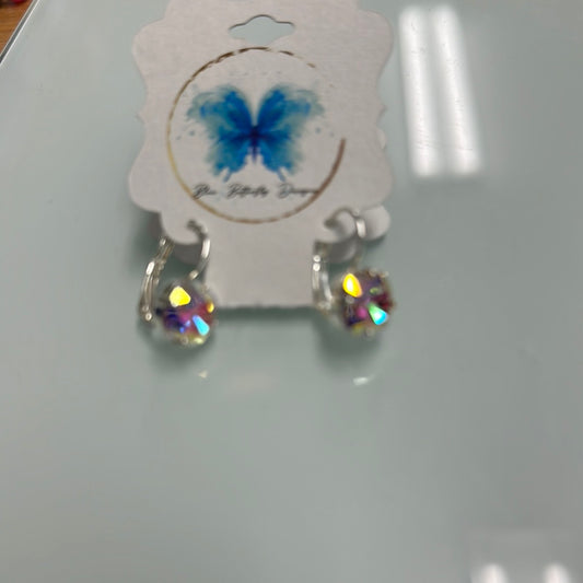 Blue butterfly design clip earrings