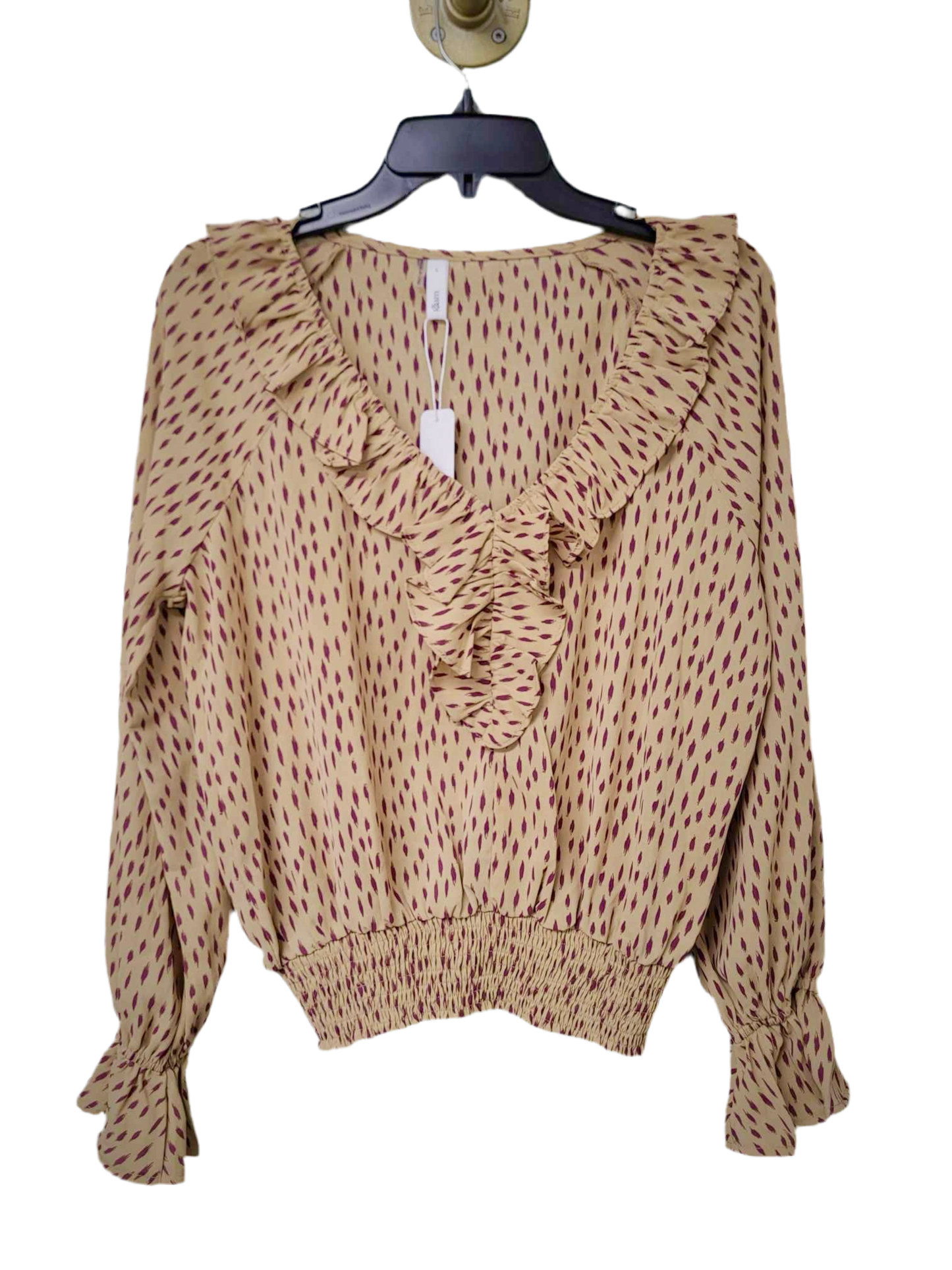 Camel and maroon long sleeve