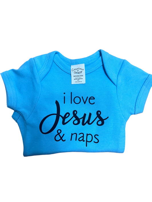 Boys “I love Jesus and naps” onesie (KC)