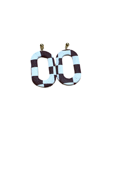 Checkered Oval Earrings (Sadie)