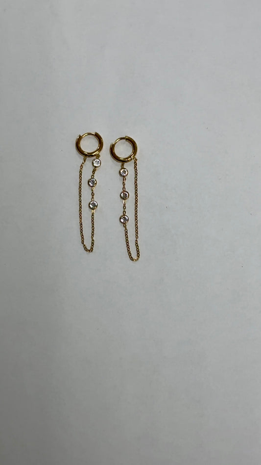 Gold Diamond Cascade Hoop Earrings