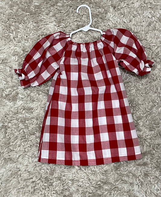 Girls red and white plaid dress (HBB)