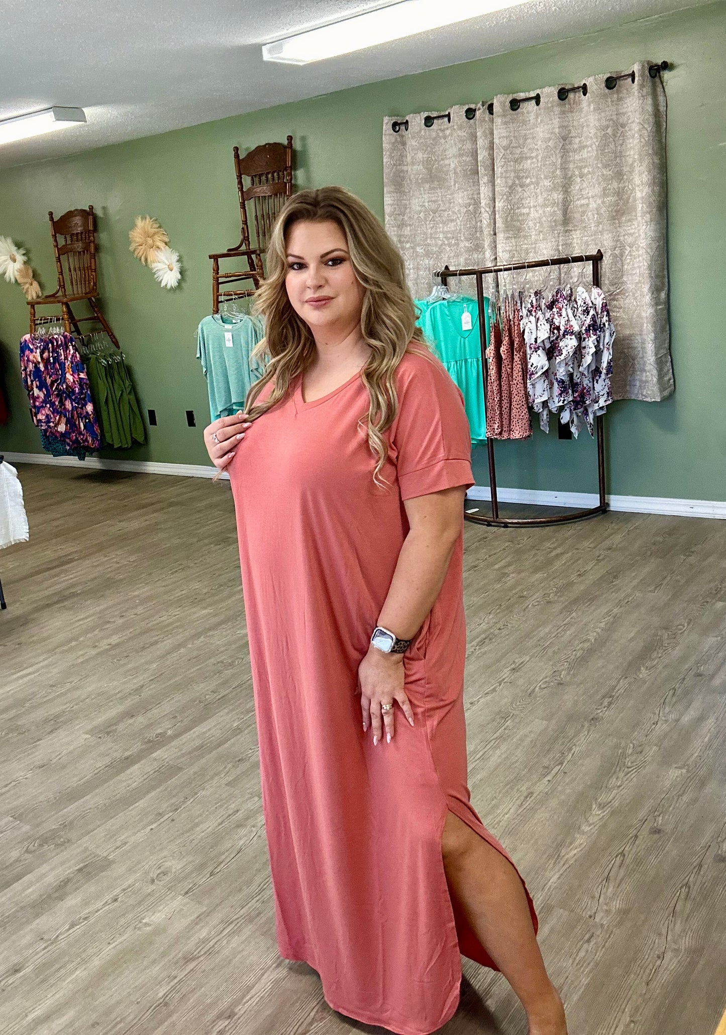 Zenana Ash rose maxi dress