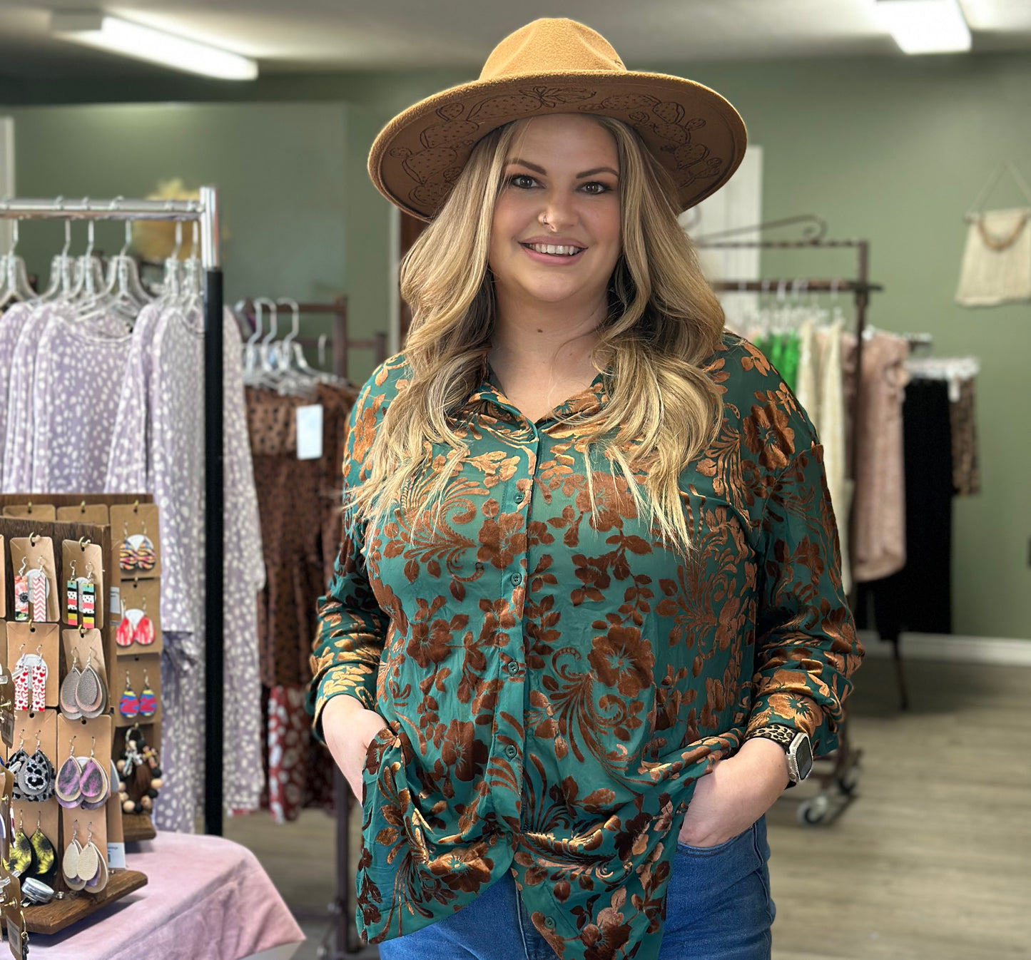 Velvet floral top