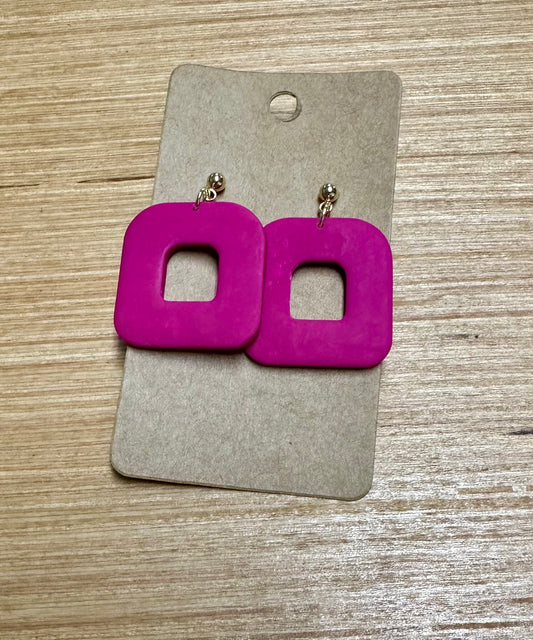 Fuchsia Square Earrings (Sadie)