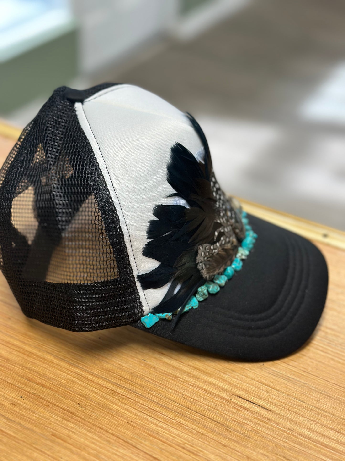 Black and white trucker hat