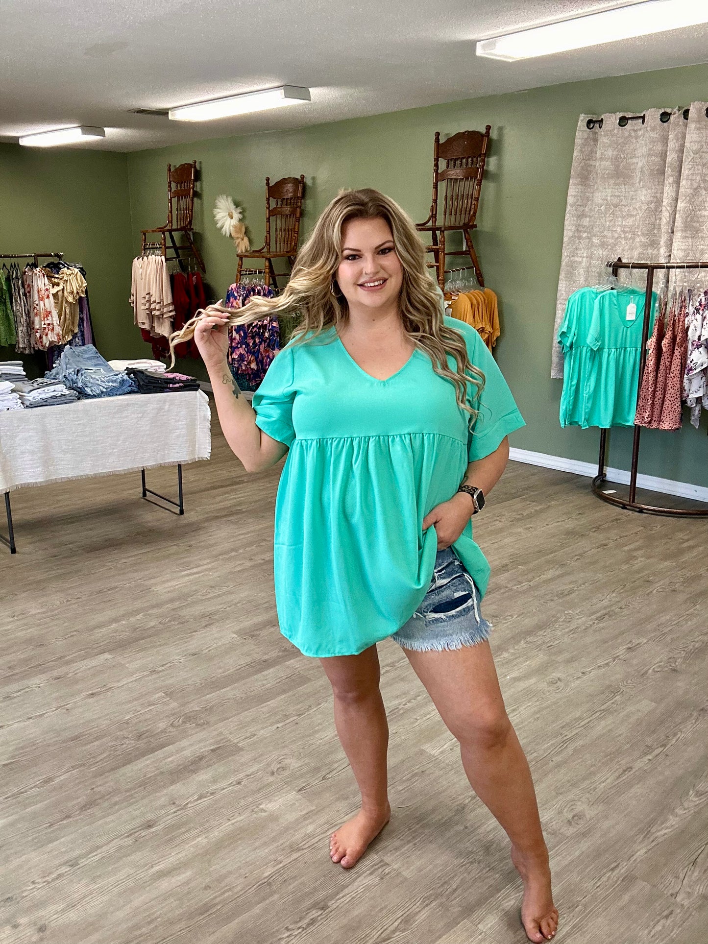 Zenana mint sleeve top