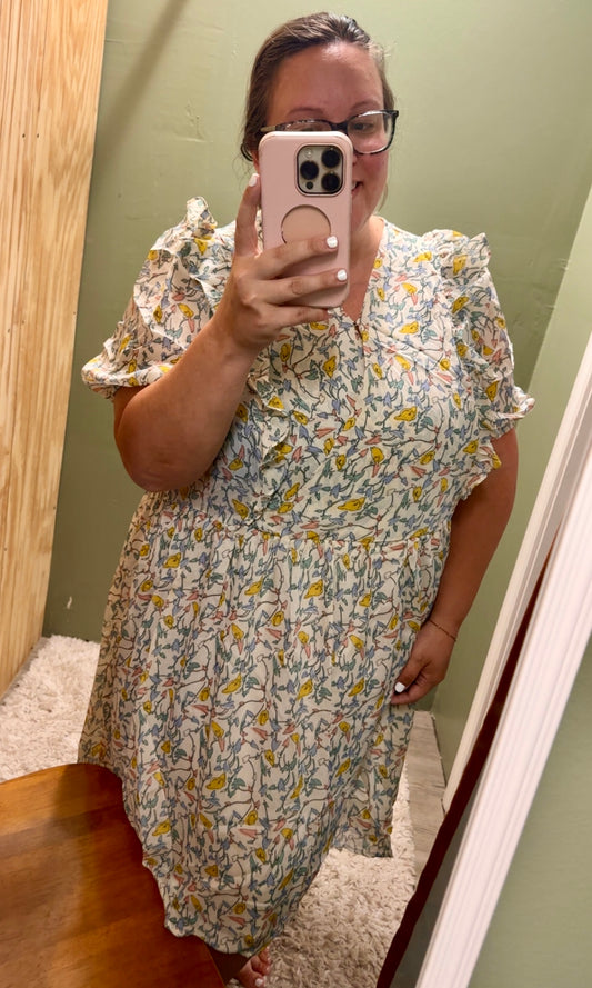 Printed Chiffon Wrap Dress