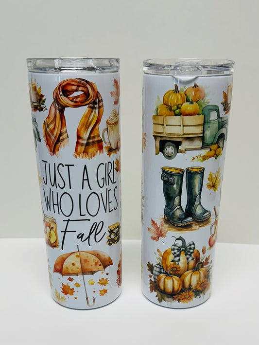 “Just a girl who loves fall” tumbler