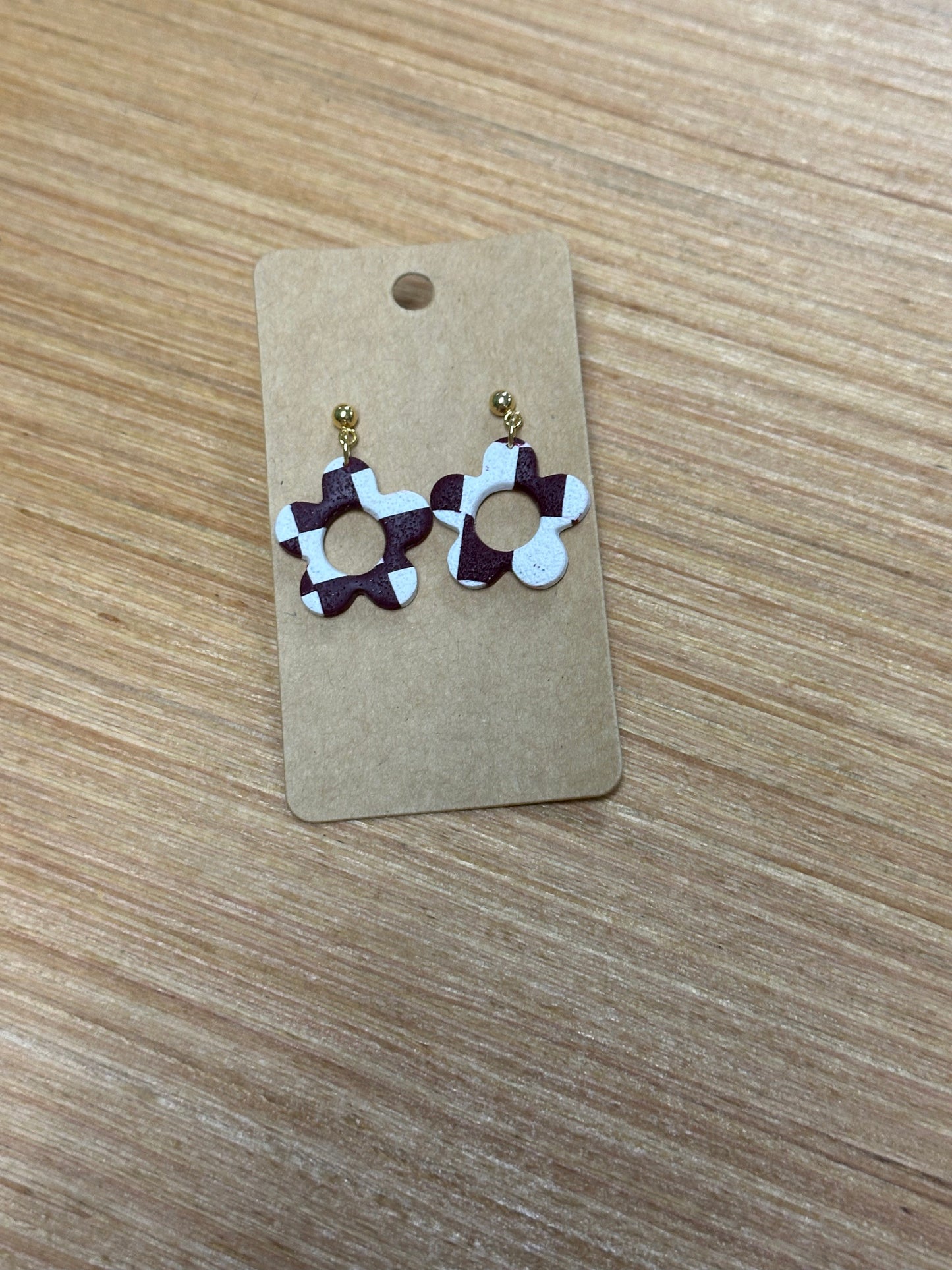 Checkered Flower Earrings(Sadie)