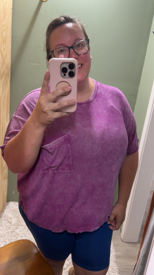 Zenana Plum Washed Ribbed top