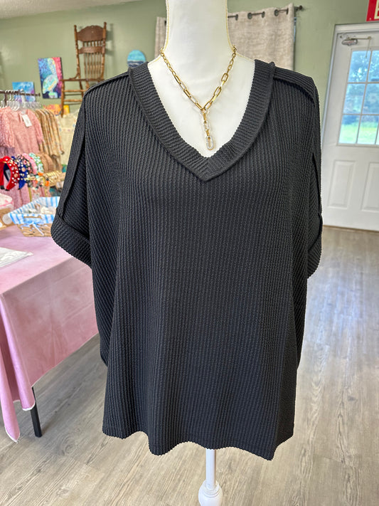 Corded Rib Hi-Low Top