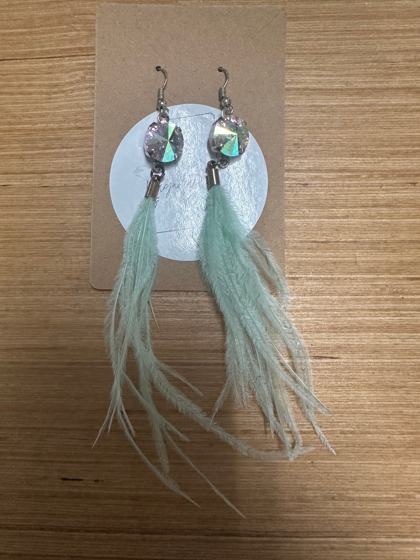 Feather earrings (Blue butterfly design)