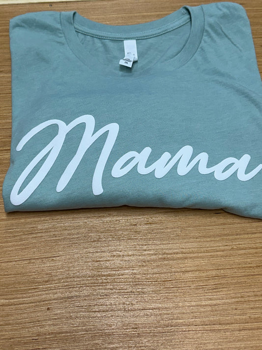 Green “mama” puff vinyl tee